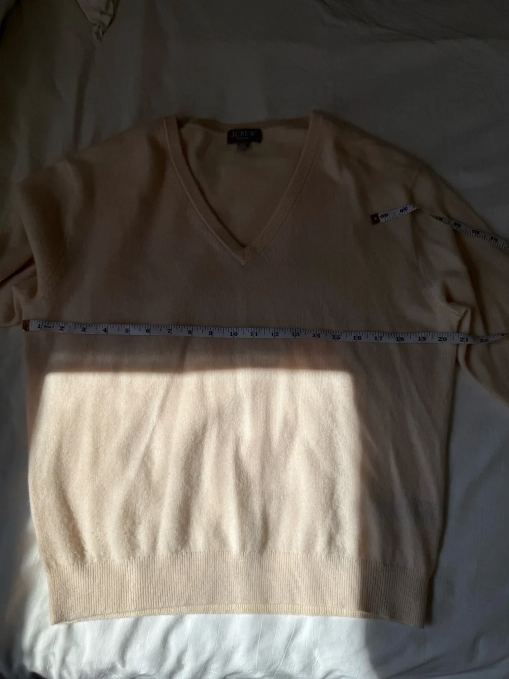 J. Crew Women's Light Cream V-Neck Cashmere Sweater